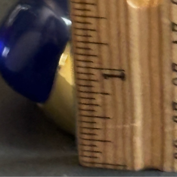 Kenneth Jay Lane Rich Blue Resin Nugget Gold Plated Adjustable Ring Size 5-9 - Picture 9 of 15